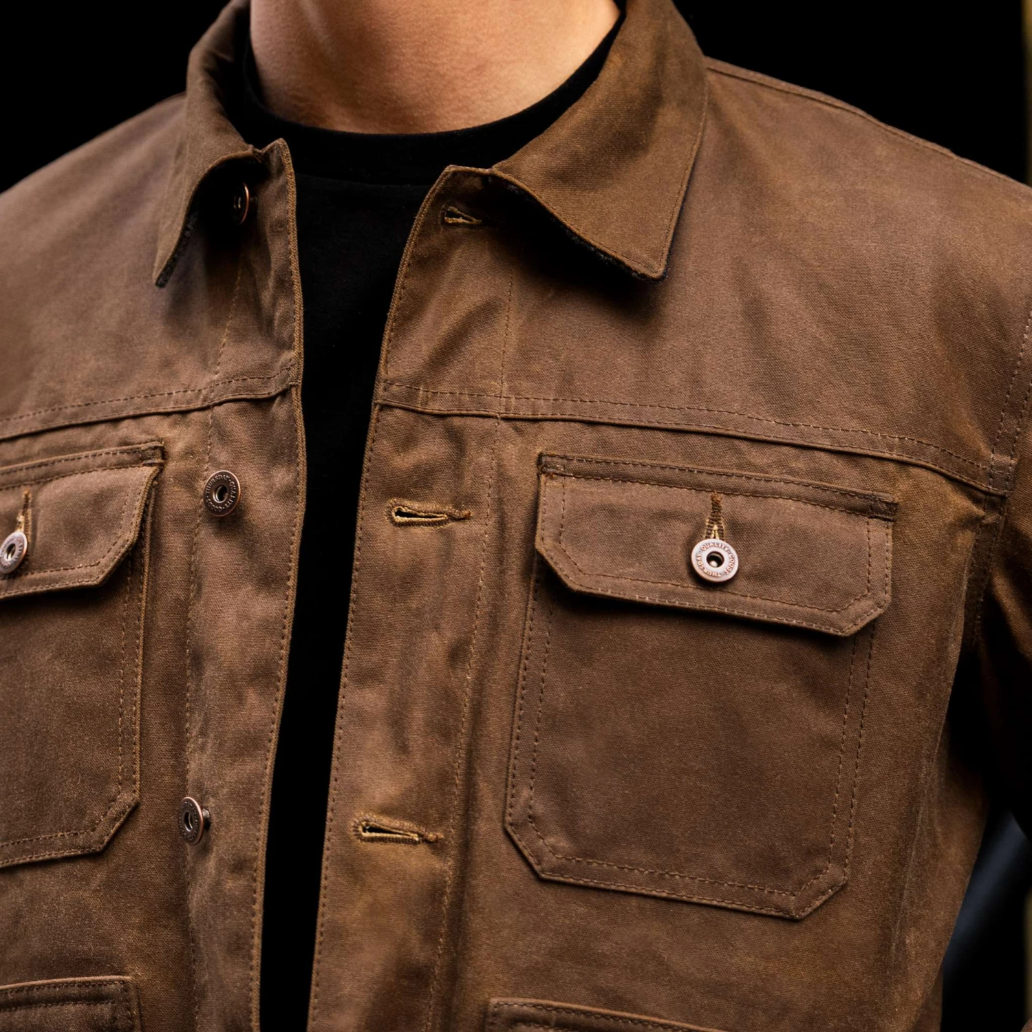 Waxed Trucker Jacket | Coyote - Image 2